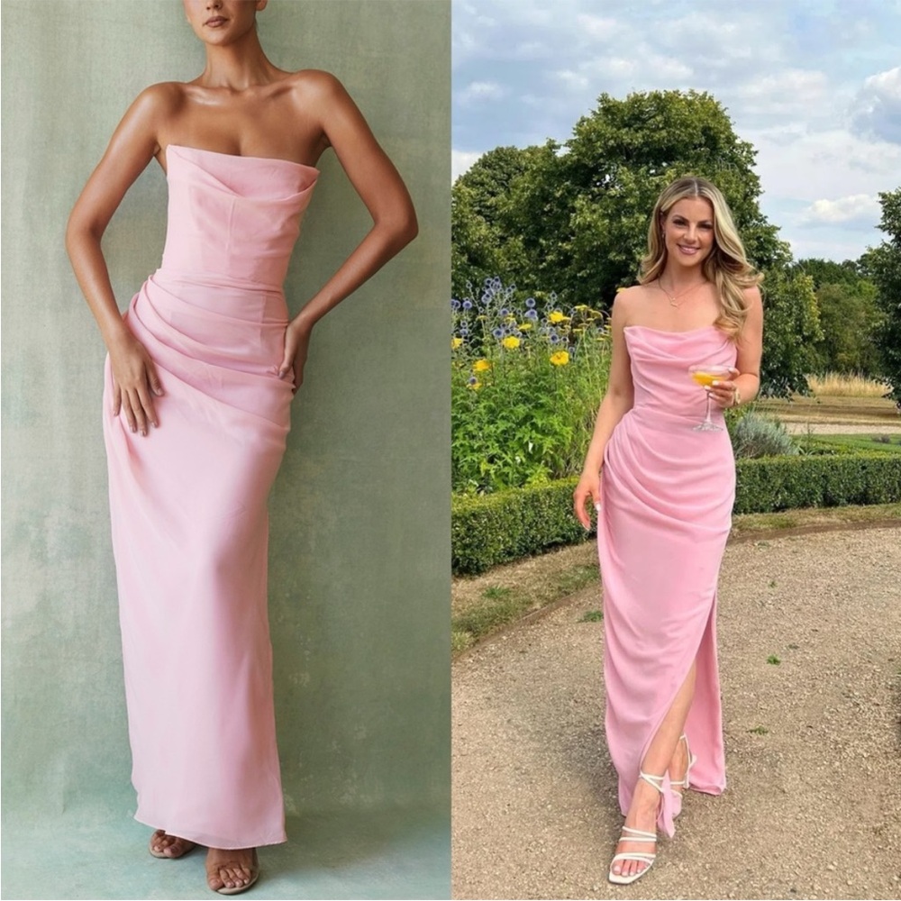 HOUSE OF CB 'Adrienne' Pink Quartz Strapless Gown NWOT